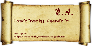 Mosánszky Agenór névjegykártya